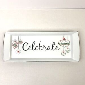Christmas Holiday Food Network “Celebrate” white ceramic rectangle serving tray